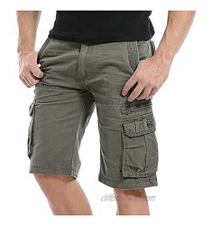 Stoota Men’s Cargo Shorts  Multi Pocket Outdoor Cotton Cargo Shorts  Classic Relaxed Fit Comfort Stretch Short Pants