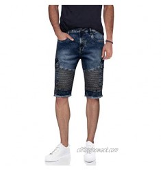 X RAY Men's Cargo Denim Shorts Slim Fit Casual Moto Frayed Hem Stretch Knee Length Jean Shorts for Men