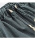 2021 Men Fashion Solid Plus Size Linen Bandage Pockets Casual Calf-Length Trousers