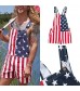 Efitty American Flag Overalls Men's Women's Denim Overalls Denim Shorts with Adjustable Straps Jumpsuit Shorts with Pockets (M)