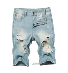 Mens Jeans Denim Jeans Short Ripped Loose Fit Pants 100% Cotton Denim Shorts