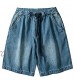 WXYPP Retro Straight Tooling Denim Shorts Men Loose Classic Comfortable Denim Shorts Comfortable (Color : Blue Size : M)
