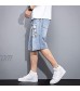 WXYPP Summer Light-Colored Casual Loose Straight-Leg Pants Men's Camouflage Tooling Five-Point Denim Shorts Comfortable (Color : Blue Size : Large)