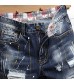 RUIY Mens Ripped Jeans Short Casual Mid Waist Distressed Denim Relaxed Fit Shorts Retro Summer Straight Short Dark Blue