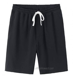 DELCARINO Men's Casual Soft Cotton Elastic Jogger Gym Active Pocket Knit Shorts