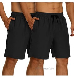 H Hellisal Mens 2 Pack Workout Shorts Loose-Fit 8'' Athletic Running Shorts with Liner Qucik Dry