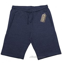 JMR Men's Cotton Lounge Fleece Shorts with Side Pockets  Elastic Waist Bands  and Drawstring Closure