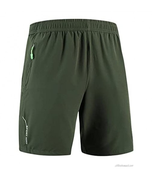 LOUECHY Men's Workout Running Shorts Quick-Dry Sports Shorts Zipper Pockets