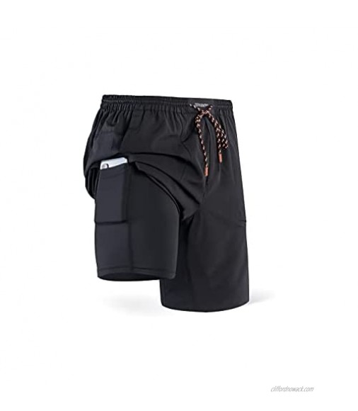 Separatec Men's 2 in 1 Dual Pouch Quick Dry Sports Shorts with Pockets 1 Pack
