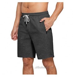 SPECIALMAGIC Men's 10" Athletic Shorts Cotton Casual Sweat Gym Shorts Running Workout with Zippers Pockets
