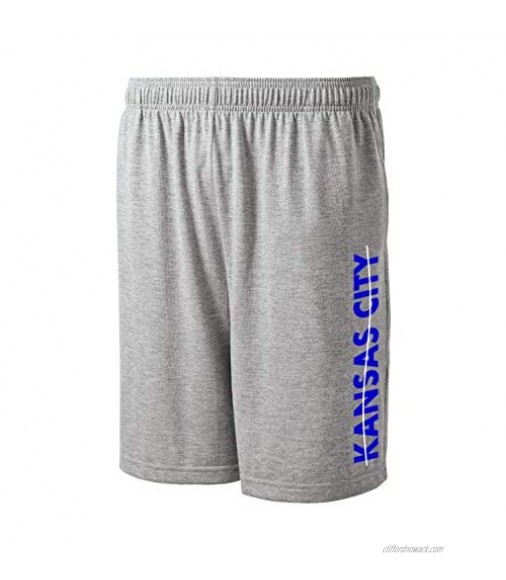 Wally's Custom Apparel Kansas City Shorts with Pockets Gray/Blue/White Mens Small - 2XL