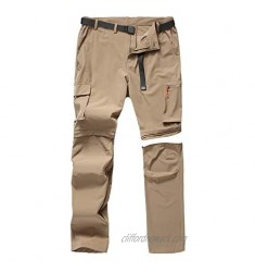 CAMOFOXIN Men Convertible Walking Pants with Belt  Outdoor Quick Dry Mountain Hiking Trousers