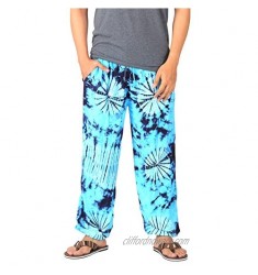 CandyHusky Men Tie Dye Elastic Waist Loose fit Hippie Baggy Joggers Yoga Pants