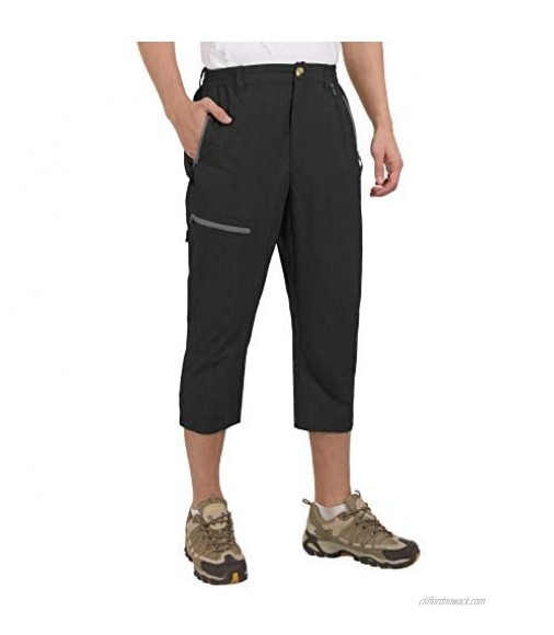 Mapamyumco Men’s Capri Pants Quick Dry Tactical 3/4 Pants for Hiking Cycling Climbing Stretchy Short Below Knee