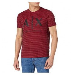 AX Armani Exchange Men's Stripped Large Logo Cotton Jersey Short Sleeve Shirt