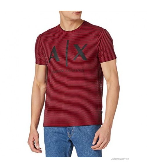 AX Armani Exchange Men's Stripped Large Logo Cotton Jersey Short Sleeve Shirt