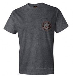 Harley-Davidson Mens Stitch Willie G Skull Pocket Charcoal Short Sleeve T-Shirt