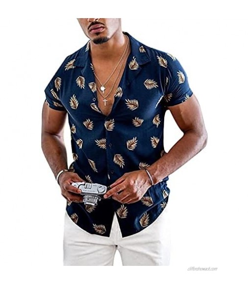 Men's Short Sleeve Hawaiian Shirt Personalized Printed Beachwear Party Casual Vacation Top