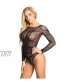 Abberrki Womens Sexy Rhinestone Bodysuit Tops Long Sleeve Fishnet Teddy Clubwear