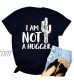 Cactus Shirts for Women with Funny Sayings - I AM NOT A Hugger Graphic Tee Short Sleeve Summer Blouses