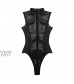 DingMi Women's One Piece Metallic Zip Up Wet Look Clubwear Thongs Leotard Bodysuit