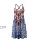 GIJK 2021 Summer Women's Spaghetti Strap Dress Crisscross Backless Mini Dresses Casual Beach Sundress Boho Print Dresses