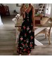 GIJK Women's Spaghetti Strap Maix Dress Summer Sleeveless V-Neck Backless Casual Sundress Floral Print Flowy Beach Dress