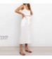 GIJK Women's Spaghetti Strap Maxi Dress Summer Sleeveless Adjustable Drawstring Buttons Dresses Solid Color Prom Sundress