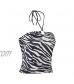 GKASA Womens Sexy Zebra Print Halter Tube top Bandage Sleeveless Casual Show Waist Tops Vest