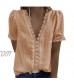 VJGOAL Womens FashionV Neck Lace Jacquard Short Sleeve& Sleeveless Casual T-Shirt Top Blouses Plain Elegant Tops