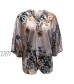 Women Floral Print Lightweight Chiffon Kimono Cardigan Short Sleeve Loose Beach Wear Cover Up Blouse Top Boho Shirts
