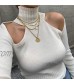 Women Sexy Bodysuit Long Sleeve Cut Out Neck Turtleneck Backless Bandage Ribbed Crop Top Shirt