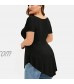 Women Solid Plus Size C Pleats Ruched O-Neck Short Sleeve Irregular T-Shirt Tops