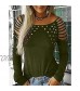 Women's Fall Tops Hollow Out Cold Shoulder V Neck Elegant Solid Long Sleeve Shirt Casual Blouse Tunic Tee