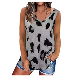 Women's Tops Summer Leopard Print Raglan Sleeveless Basic-T Shirt Blouse