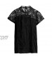 YANH 2021 Women's Summer Scoop Neck Lace Patchwork Plus Size Solid Color Short Sleeve Casual Shirts Tops Blouse Tunics