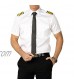 4 Stripes Mens White Pilot Shirt 100% Cotton Short Sleeve Dress Shirt for Men