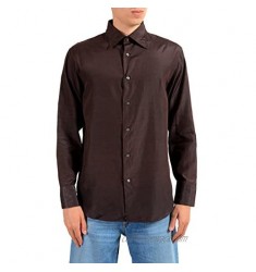 Armani Collezioni Men's Multi-Color Silk Striped Long Sleeve Shirt