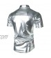 JOGAL Men's Dress Shirts Nightclub Metallic Silver Short Sleeve Button Down Shirts