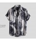Men's Cotton Linen Shirts Short Sleeve Summer Floral Button Down Hawaiian Shirt Relaxed-Fit Vintage Casual Beach Tops