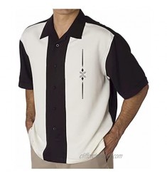 Mens Retro Camp Shirt  Vintage Cuban Style Short-Sleeve Bowling Shirt - Santero