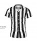Casual Buttons-Down Shirt for Mens Short Sleeve Slim Fit Vertical Striped Henley Shirts