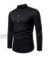 Cottory Mens Solid Color Henley Shirts Casual Banded Collar Long Sleeve Shirts