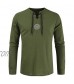 HDGTSA Men's Fashion Henley Shirt Cotton Linen Solid Long Sleeve Drawsting Tops Blouses