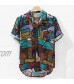 Lravieyew Mens Ethnic Style Shirt Short Sleeve Casual Buttons Down Shirt Colorful Printed Shirts for Beach Party