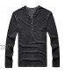 Men's Leisure Distressed V-Neck Henley Shirt Autumn Long Sleeve Casual Vintage T-Shirt Top Blouse Black