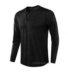 Mens V-Neck Henley T Shirts Solid Color Casual Long Sleeve Blouse Tops Basic Plain Shirts