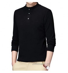 Previn Men' s Henley Long Sleeve Shirts Turtleneck T Shirt Slim Fit Pullover Thermal 3 Button Tops Tops