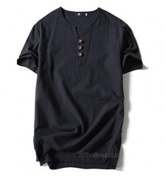 S&S Mens Fashion T Shirt Cotton Linen Shirts V-Neck Top Pullover Tees Plus Size