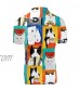 HUGS IDEA Men's Golf Shirt Cats Floral Novelty T-Shirt Sport Short Sleeve